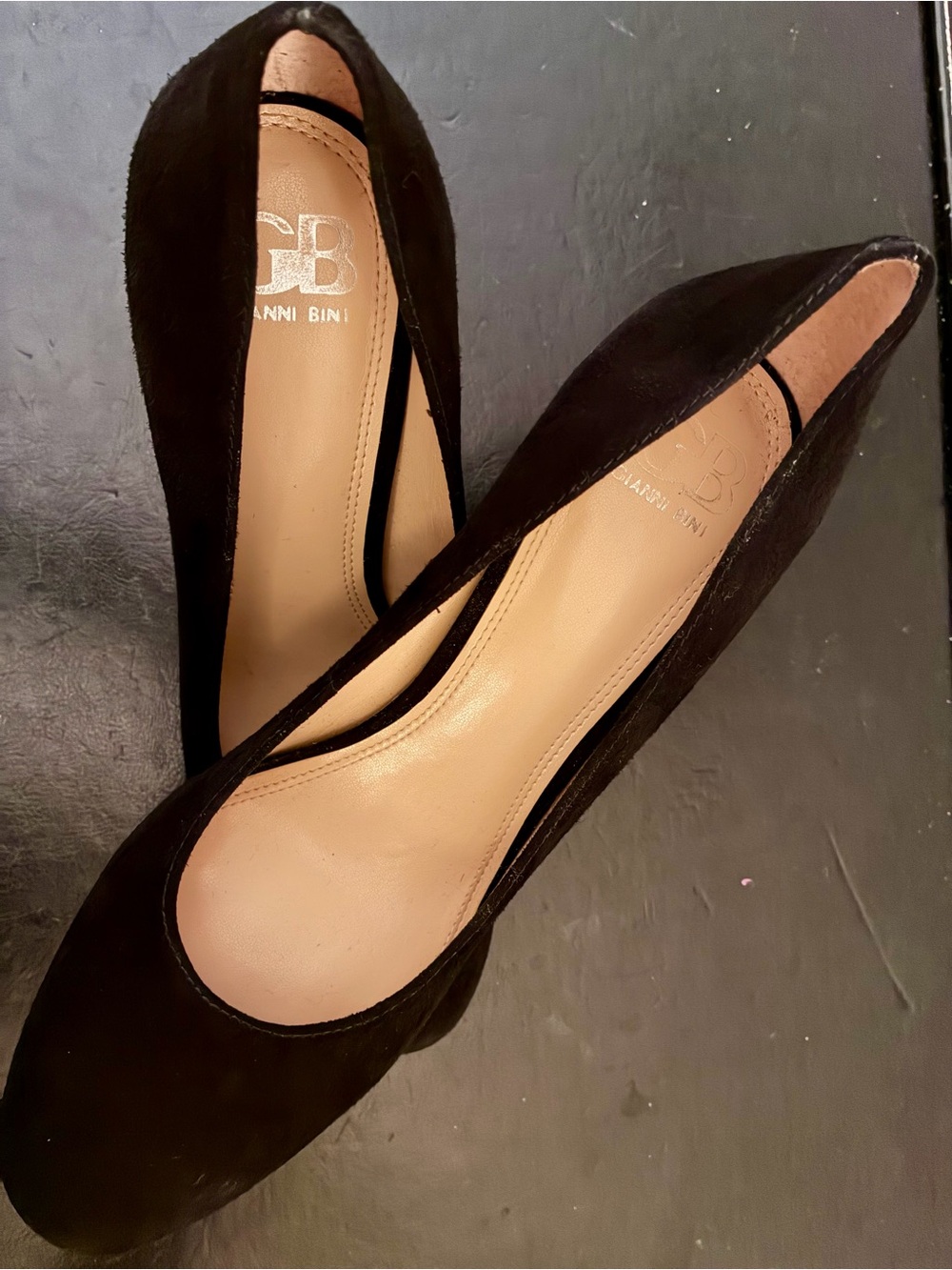 Gianni Bini Black Suede Pointed-Toe Pumps
